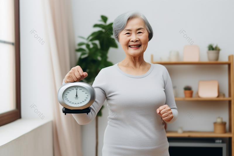 实拍手拿计重器的中老年奶奶摄影背景,高清,摄影图,摄影图片,图片大全,摄影图免费下载